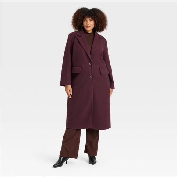 NWTWomen's Faux Wool Topcoat - A New Day Burgundy XXL - Picture 1 of 4